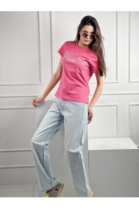 Misspoem Mom Jeans Full Taşlı Özel tasarım denim % 100 cotton 72738