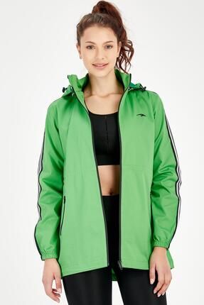 Sportswear Regular Kadın Kapşonlu Uzun Kol Basic Yeşil Ceket 19353