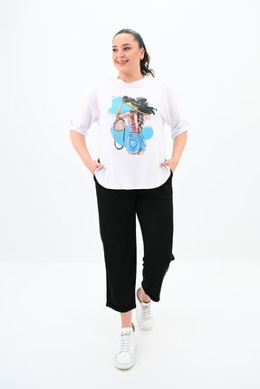 Kadın Büyük Beden Oversize T-shirt Takım 8104-24