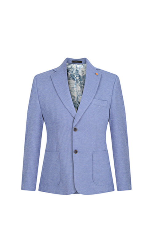 Slim Fit Blazer Tek Ceket 7147-6 Mavi