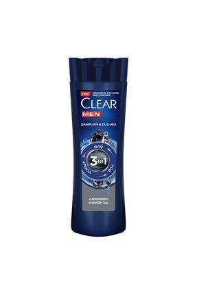 Men 3 In 1 Şampuan & Duş Jeli Arındırıcı Kömür Saç Yüz Vücut Için 350 ml