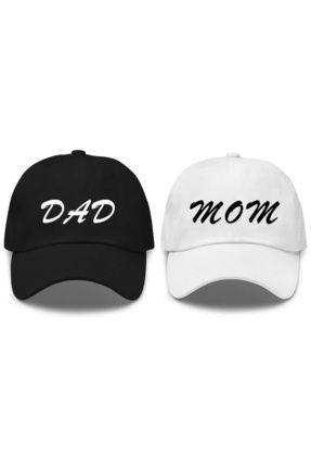 Mom & Dad baskılı Çift 2' li çıt çıtlı şapka