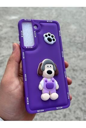 Samsung Galaxy S21 FE Kılıf Kabartmalı Çizgi Film Karakter Köpek Dog Emoji Baby Rich Pati Figür Renk