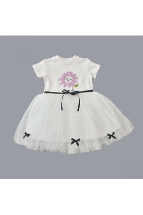 Payet Yapraklı Çiçek Nakışlı Astarlı Kız Bebek Tütü Elbisesi