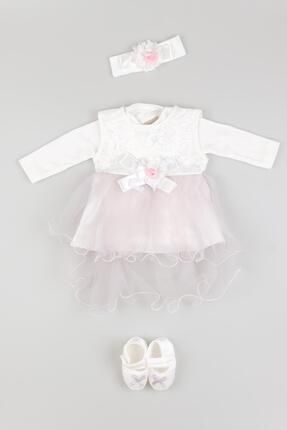 Caprice Beyaz Yenidoğan 4 Parça Bebek Mevlüt Elbisesi