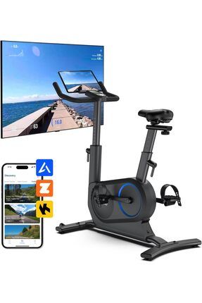 Ev Egzersiz Bisikleti - AI Akıllı Sabit Bisiklet, 24 Seviyeli Manyetik Direnç, Bluetooth Bağlantısı