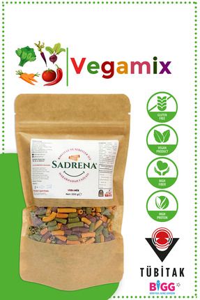 Glutensiz & Vegan Yüksek Protein ve Lif İçeren Vegamix Makarna 200gr.
