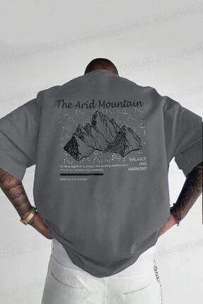 Erkek Arid Mountain Oversize Gri Salas T-Shirt
