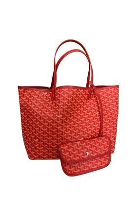 Kırmızı Renk Monogram Detaylı Yavrulu Kadın Omuz Çantası Tote Bag Goyard Style