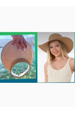 Yazlık tatil kadın hasır plaj şapkası ve vizör siperlik 2(ikili) paket