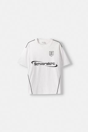 Bershka K sa kollu futbol temal bask l t shirt Fiyat Yorumlar Trendyol