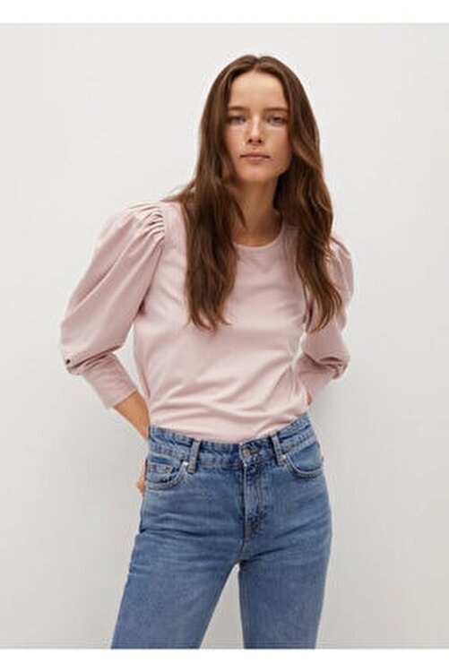 Mango Kadin Pastel Pembe Balon Kol Tisort Fiyati Yorumlari Trendyol