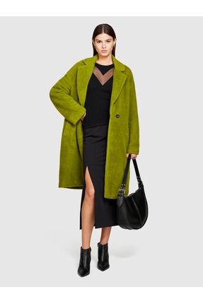 Kadın Açık Yeşil Oversize Kürklü Palto
