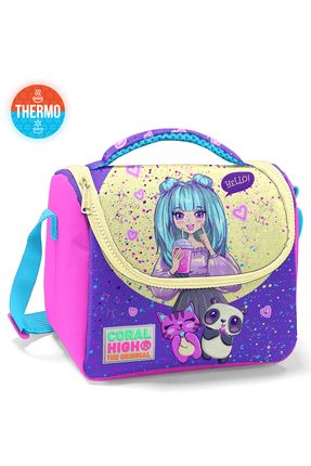 Kids Mor Pembe Anime Desenli Thermo Beslenme Çantası 11735