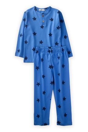 Yıldız Desenli Pijama Takım 3-8 Yaş Lacivert Yıldız