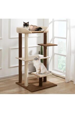 Kule Tipi Kedi Tırmalama Evi BEJ Tasarım Kedi Tırmalama Tahtası