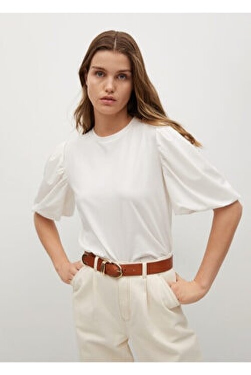 Mango Kadin Balon Kol Tisort Fiyati Yorumlari Trendyol