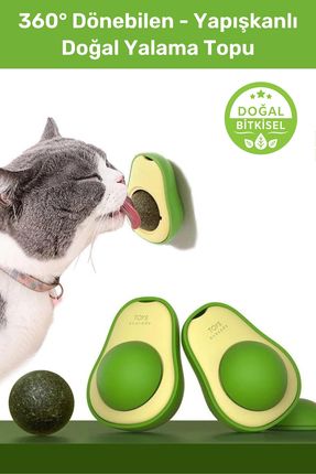 Doğal & Yenilebilir Kedi Nanesi Otu Avokado Kedi Çimi Özel Yapışkanlı 360° Dönen Catnip Yalama Topu