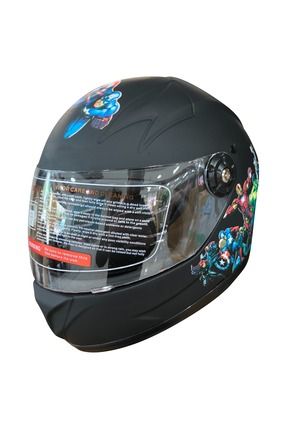 Motosiklet ve Bisiklet Çocuk Kaskı Full Face PP Material Motor Çocuk Kask Mat Black