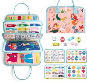 Montessori Keçe Eğitim Çantası Busy Board- Pembe Prenses 8 S