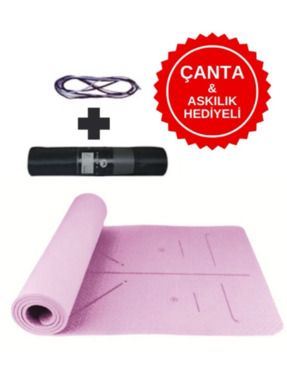 Ekstra Konforlu Yoga Matı - 8mm Kalınlık, Ekolojik Tpe Pilates Egzersiz Minderi Pembe