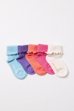 Kız Bebek Şeritli 5'Li Soket Çorap