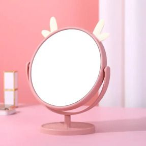 Geyik Kulaklıklı Dekoratif Masa Aynası Mu-50-pembe