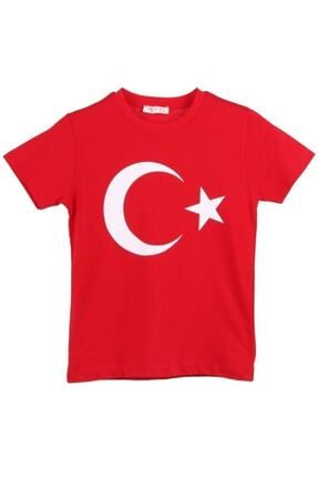 Çocuk Kırmızı Türk Bayraklı T-shirt