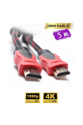 Altın Uçlu Hasır Örgülü Full HD TV Monitör Uydu Alıcısı PC Uyumlu HDMI Kablo 5M