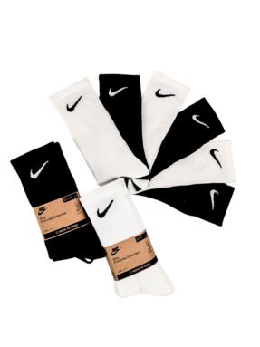 6 Çift Unisex Siyah Beyaz Antrenman Spor Tenis Futbol Basketbol Koşu Penye Çorap Seti