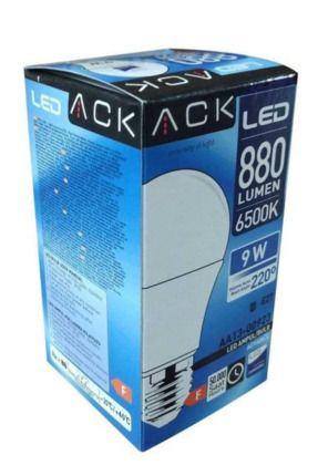 10'lu Paket A60 9W LED AMPUL 6500K Beyaz Işık 880lm E27-AA13-00923 ACK