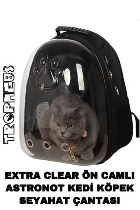 Şeffaf Astronot Kırılmaz Kedi Köpek Taşıma Çantası 42 X 22 X 33 Cm Siyah