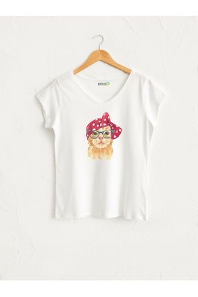 Gözlüklü Sarman Kedi Tasarım T-shirt