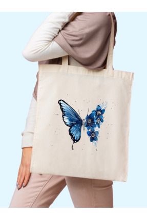 Butterfly Kelebek Tote Bag Bez Çanta