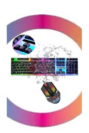 Klavye Mouse Kablolu Rgb Aydınlatmalı Gamer Pc Oyun Işıklı Klavye Set