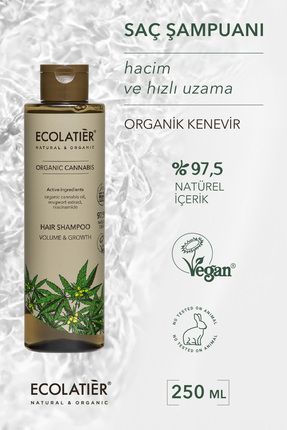 Saç Şampuanı Hacim Veren Hızlı Uzama Büyüme, Organik Kenevir 250 ml / Hair Shampoo Volume Growth