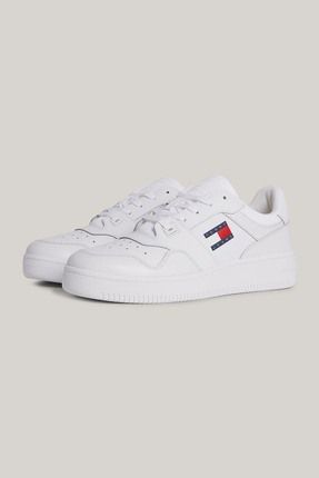 Erkek Marka Logolu Deri Üst Kauçuk Dış Tabanlı Gündelik Kullanıma Uygun Beyaz Sneaker Em0em01395-Ybr