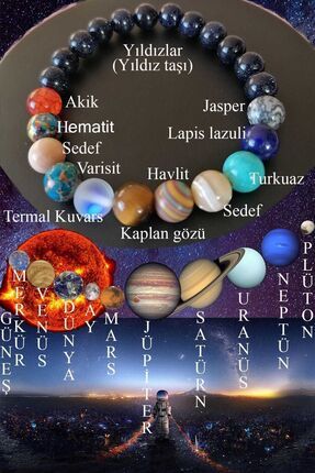 Sıralı Gezegenler Güneş Sistemi Doğal Taş Unisex Bileklik