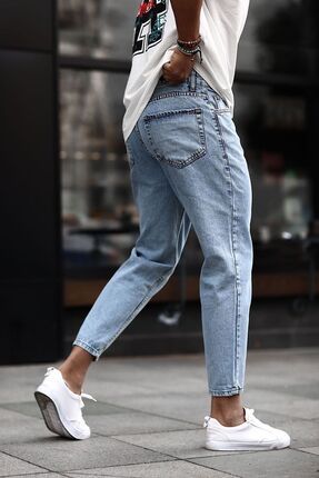 Denim Shorty Boyfriend Duz Mavi Ta lamal Kot Pantolon