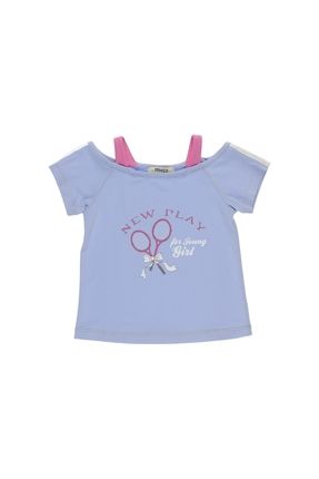 Kız Bebek Omuz Detaylı Baskılı Kısa Kollu Tişört