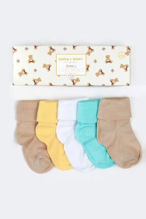 5'li Paket Yenidoğan Bamboo Bebek Çorap Renkli