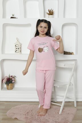 Kısa Kollu Brunch Pembe Kız Çocuk Pijama Takımı