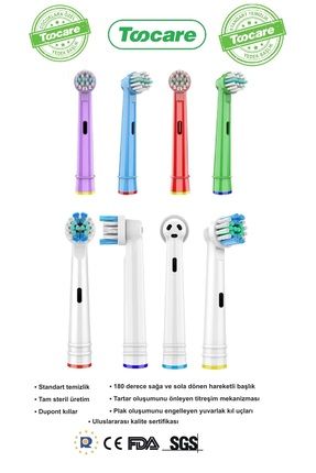 Oral-B Braun Şarjlı Diş Fırçaları Uyumlu 4 Adet Yetişkin - 4 Adet Çocuk Yedek Başlığı - Aile Paketi