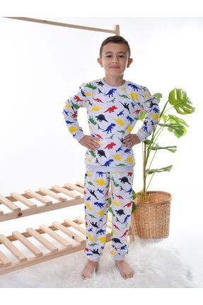Dinozor Baskılı Çocuk Pijama Takımı