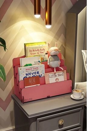 Mini Lucky Montessori masa organizeri 4 Raflı Ahşap Çocuk Odası Kitaplık Masaüstü Mini Kitaplık