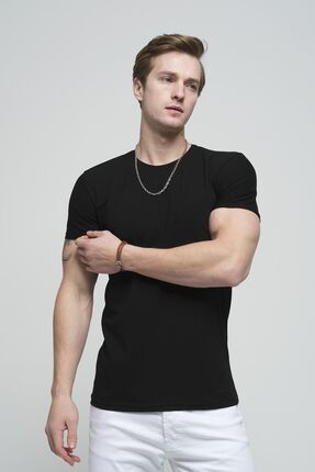 Ftx Slim Fit Likralı Bisiklet Yaka Erkek Basic Tshirt