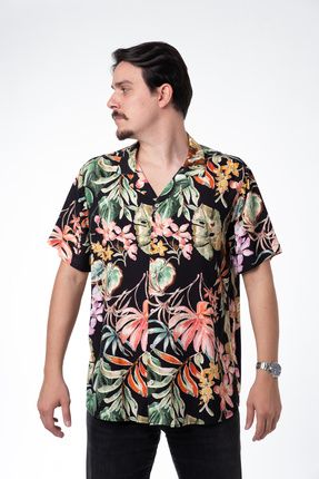 Erkek Büyük Beden Kısa Kollu Hawaii Gömlek