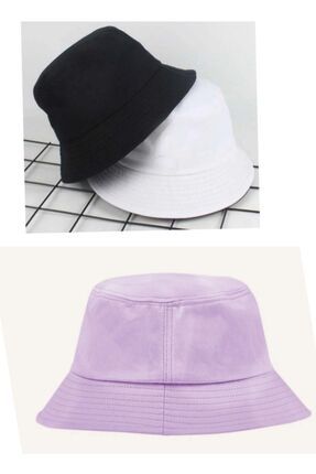 Yazlık kova şapka 3(üç) adet unisex aile kombin şapka