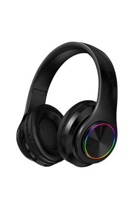 Bluetooth Kulaklık Kablosuz Kulaküstü Işıklı Katlanabilir Mikrofonlu Fm-aux-sd Siyah
