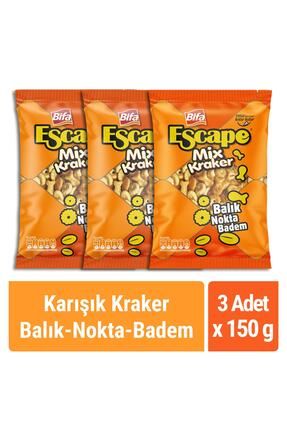 Bifa Escape Mix Kraker - Balık - Nokta - Badem 150 gr x 3 Adet